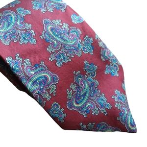 Marc Lewis Mens Silk Tie Burgundy Paisley 3 1/16" x 56